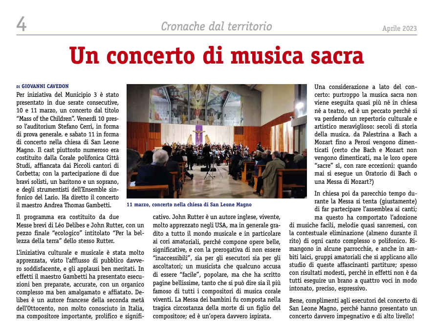 Un concerto di musica sacra